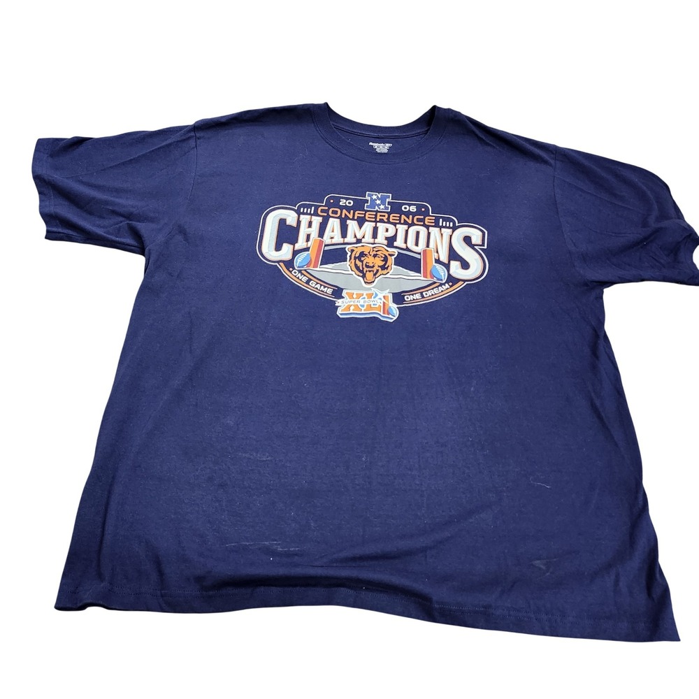 Chicago Bears Shirt Mens 2XL Blue Super Bowl XLI NFC Champs NFL Football Reebok